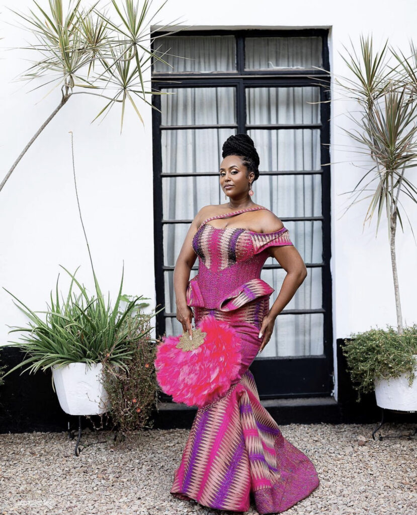 Ghanaian bride in pink wedding Kente dress is all the inspiration you need