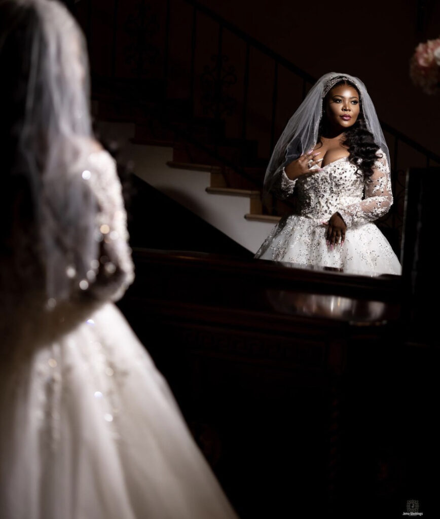 Ghanaian bride in the perfect wedding dress for her white wedding