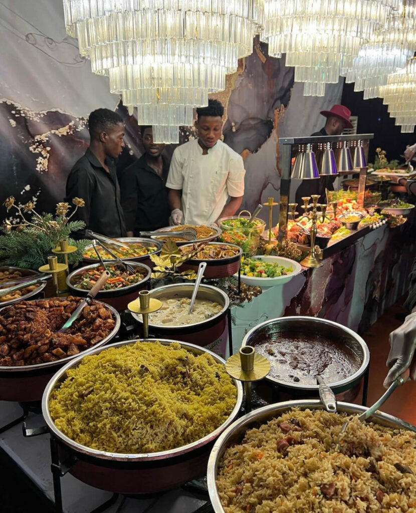 Opt for a buffet or food stations at your Ghanaian wedding