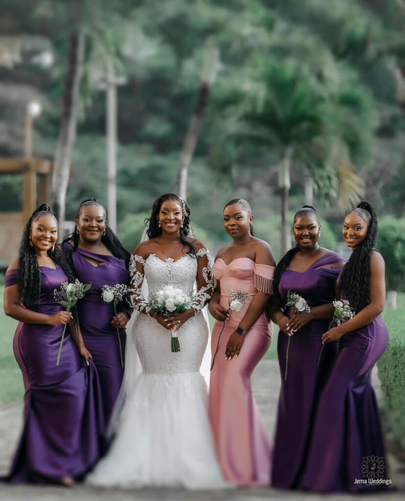 Here are beautiful photos of bridesmaids in Ghanaian wedding outfit