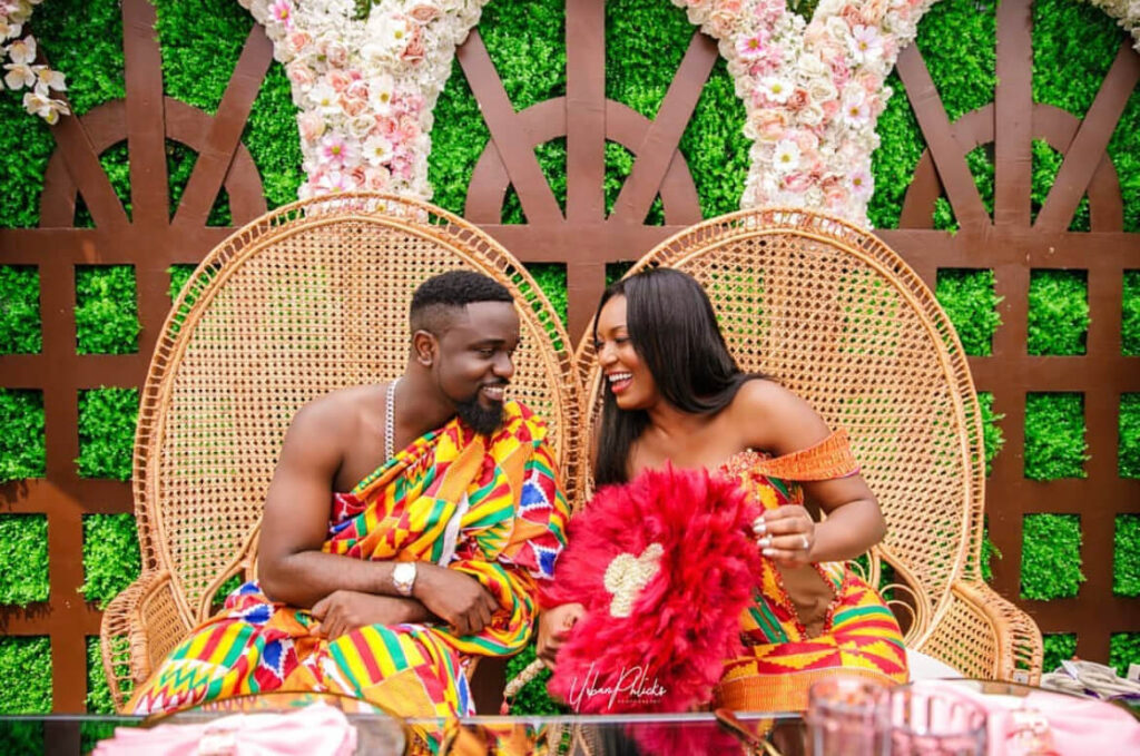 Tracy Sarkodie and her Kente wedding dress