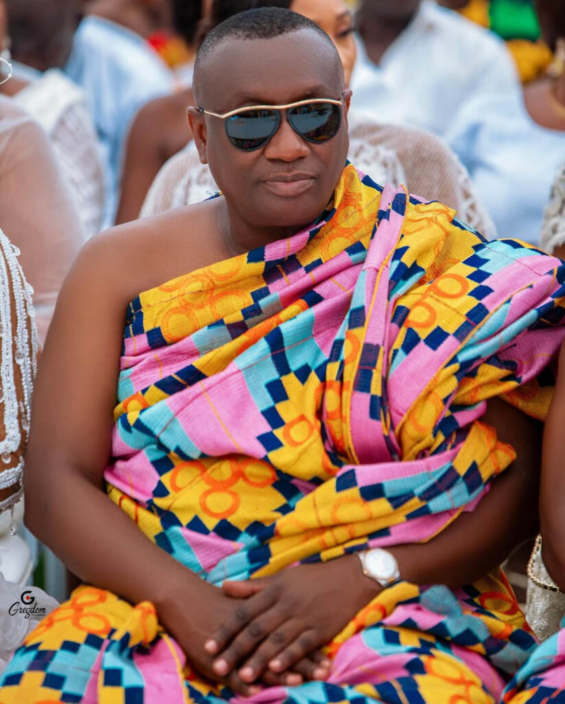 Dr Ernest Ofori Sarpong in Kente wedding guest outfit